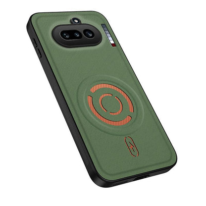 For Nothing Phone 4a WANLONFENG Tech Fabric Texture Magnetic PC Hybrid TPU Phone Case(Green)