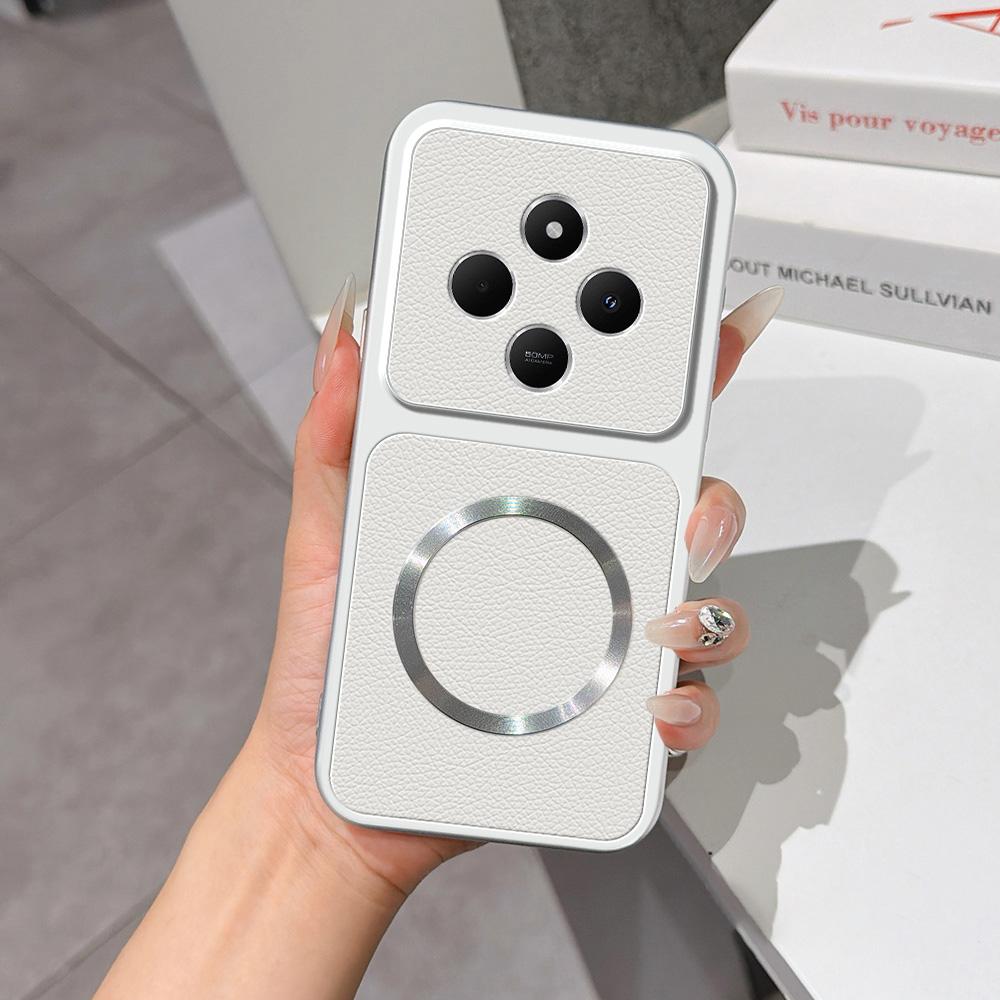 For Redmi 14C 4G / 5G Lambskin Series Magnetic Skin Feel Phone Case(Silver)
