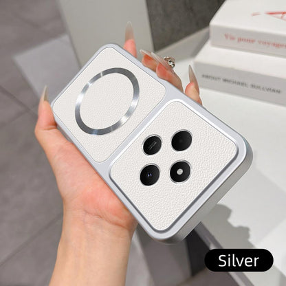 For Redmi 14C 4G / 5G Lambskin Series Magnetic Skin Feel Phone Case(Silver)