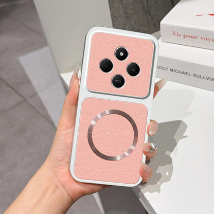 For Redmi 14C 4G / 5G Lambskin Series Magnetic Skin Feel Phone Case(Pink)