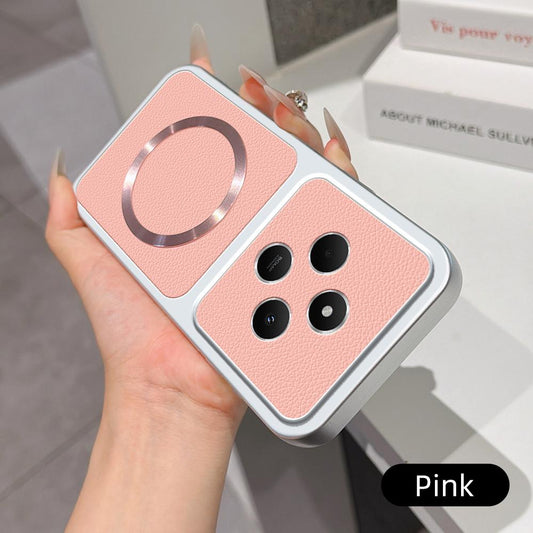 For Redmi 14C 4G / 5G Lambskin Series Magnetic Skin Feel Phone Case(Pink)