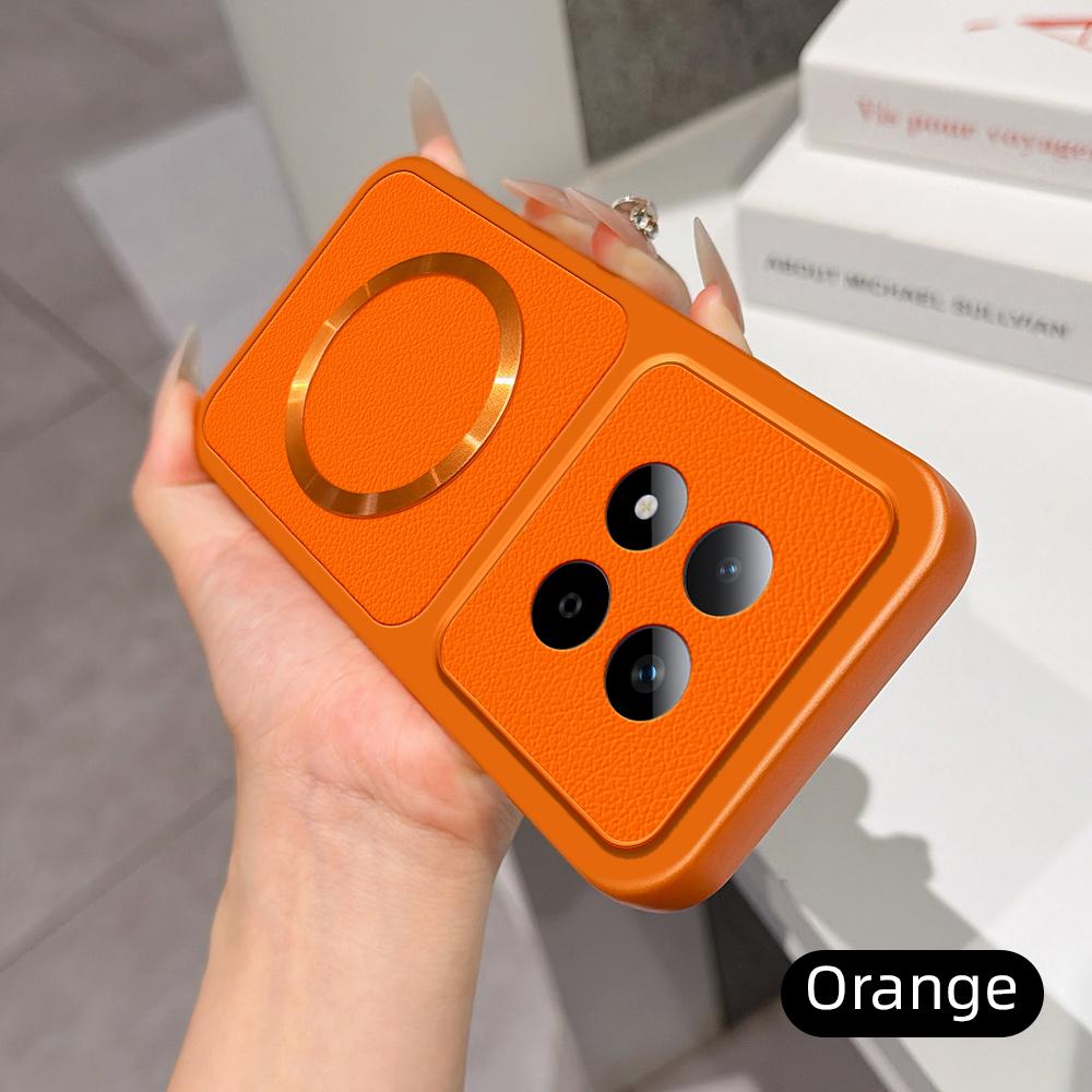 For Redmi Note 15 Pro 5G Global 163.6mm Lambskin Series Magnetic Skin Feel Phone Case(Orange)