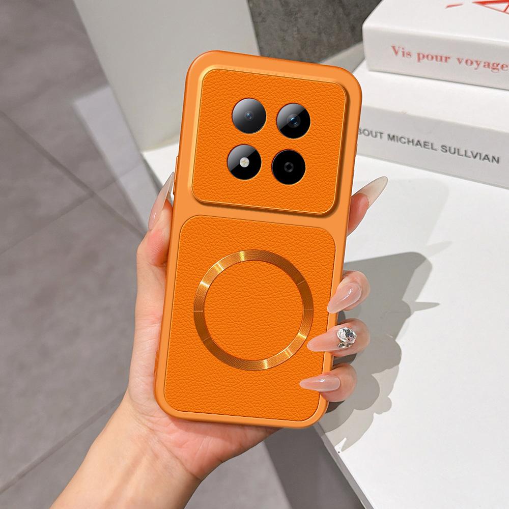 Redmi Note 15 Pro 4G Global 163.2mm Lambskin Series Magnetic Skin Feel Phone Case(Orange)
