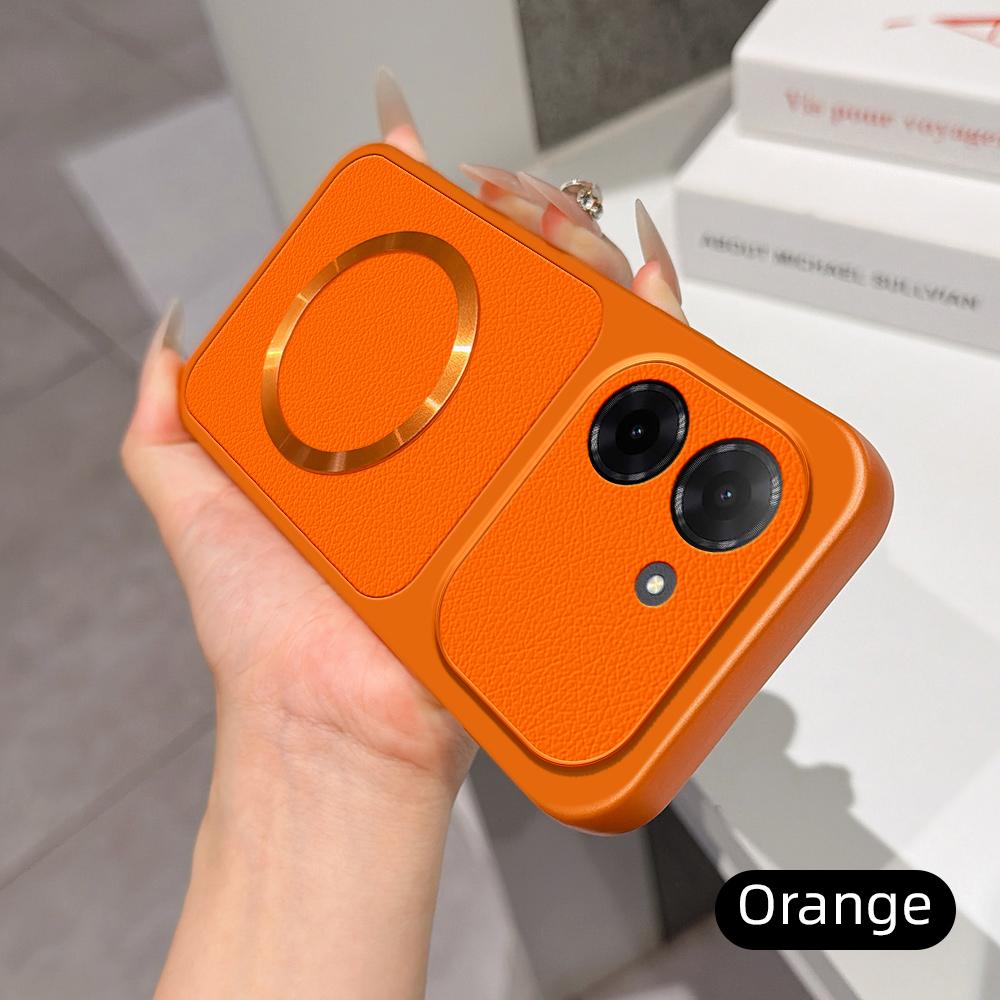 For Redmi A5 4G 171.7mm Lambskin Series Magnetic Skin Feel Phone Case(Orange)