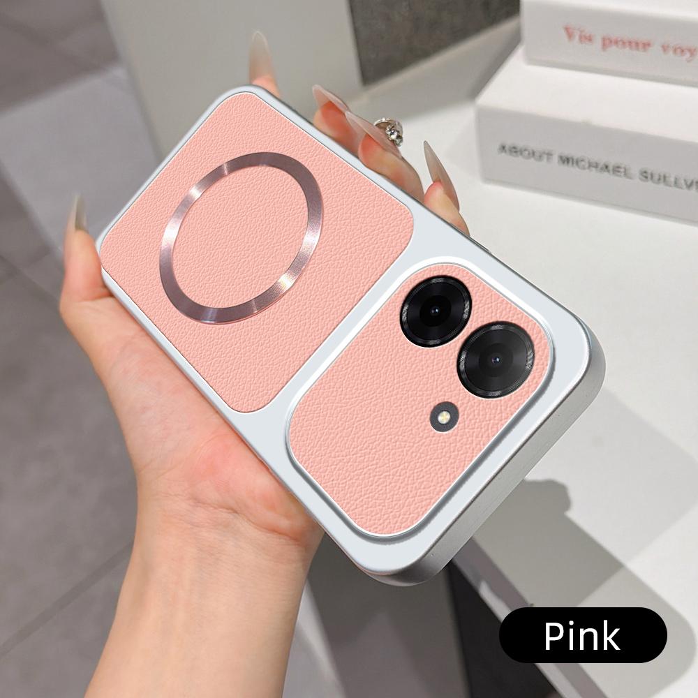 For Redmi A5 4G 171.7mm Lambskin Series Magnetic Skin Feel Phone Case(Pink)