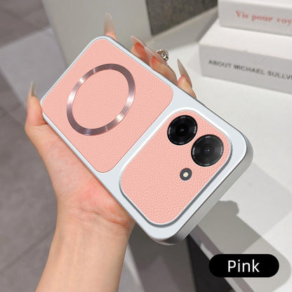 For Redmi A5 4G 171.7mm Lambskin Series Magnetic Skin Feel Phone Case(Pink)