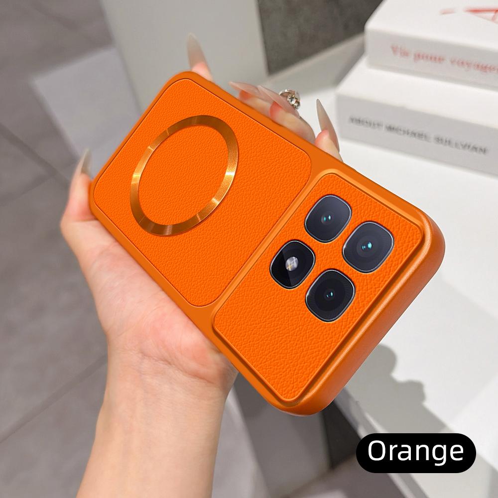 For Redmi K70 Ultra Lambskin Series Magnetic Skin Feel Phone Case(Orange)