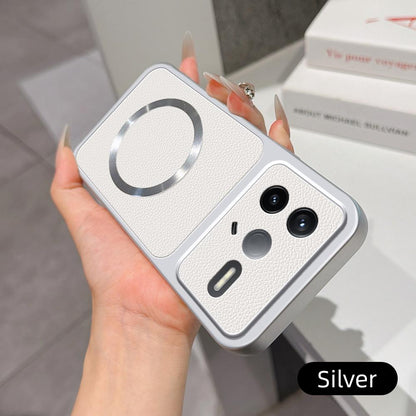 For Redmi K80 Lambskin Series Magnetic Skin Feel Phone Case(Silver)