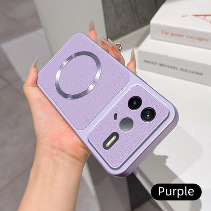 For Redmi K80 Lambskin Series Magnetic Skin Feel Phone Case(Purple)