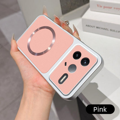For Redmi K80 Lambskin Series Magnetic Skin Feel Phone Case(Pink)