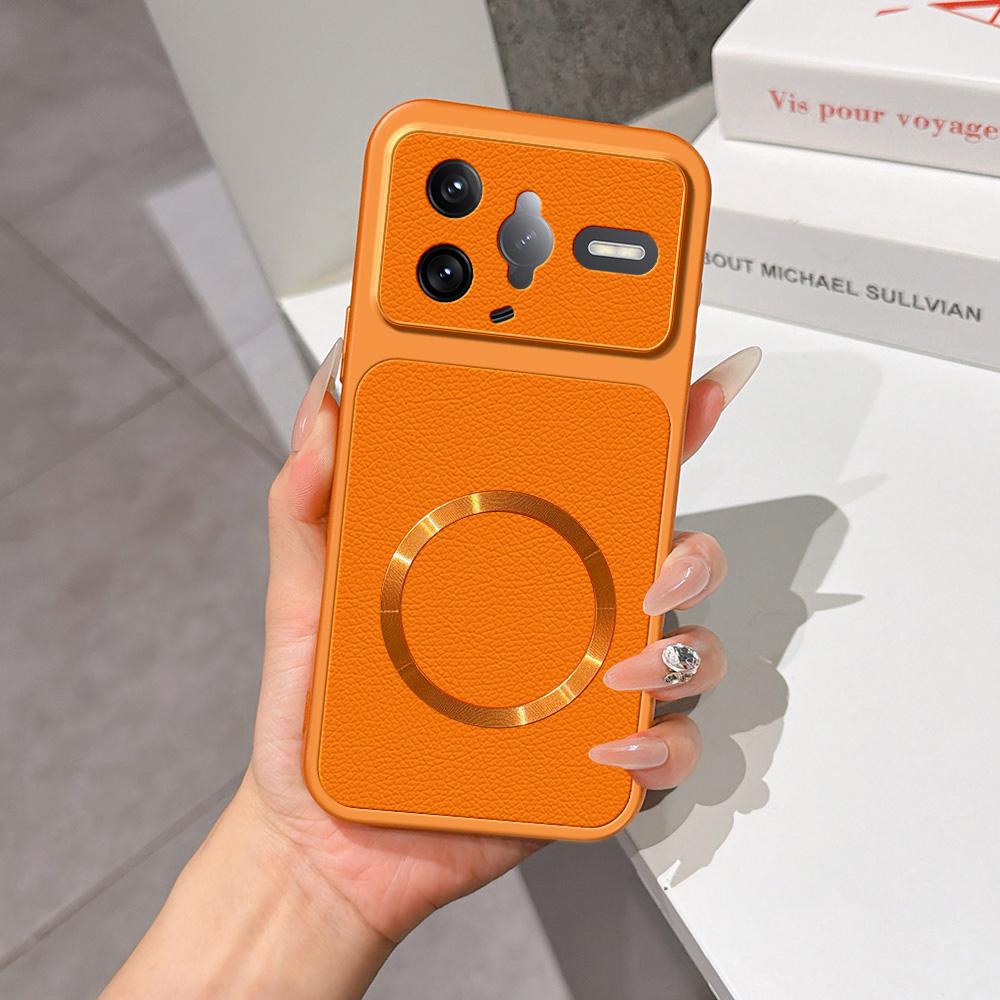 For Redmi K80 Pro Lambskin Series Magnetic Skin Feel Phone Case(Orange)