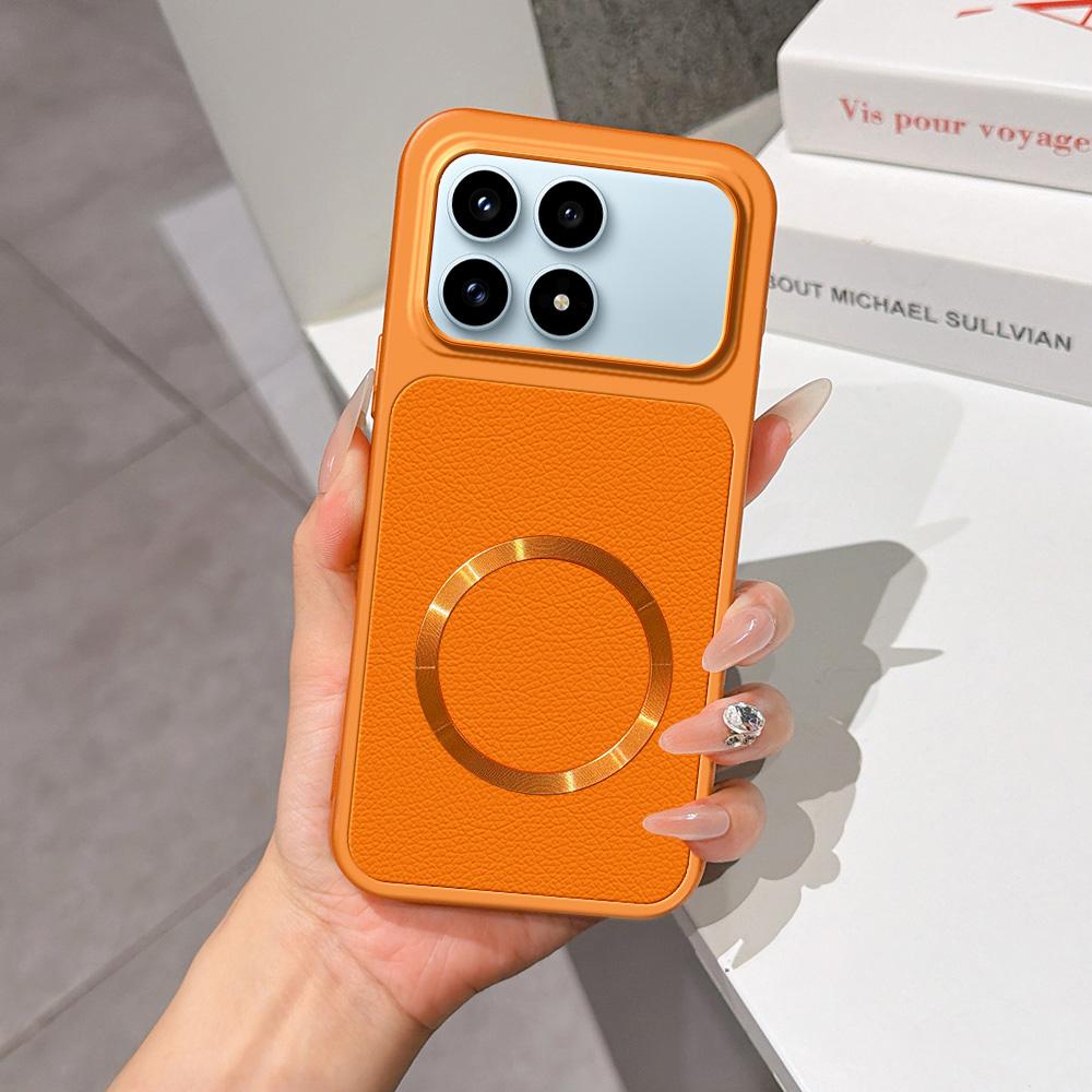 For Redmi K90 Lambskin Series Magnetic Skin Feel Phone Case(Orange)