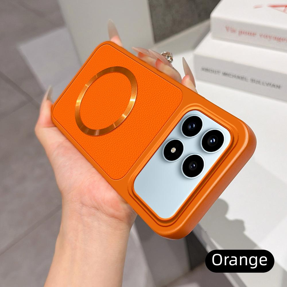 For Redmi K90 Lambskin Series Magnetic Skin Feel Phone Case(Orange)