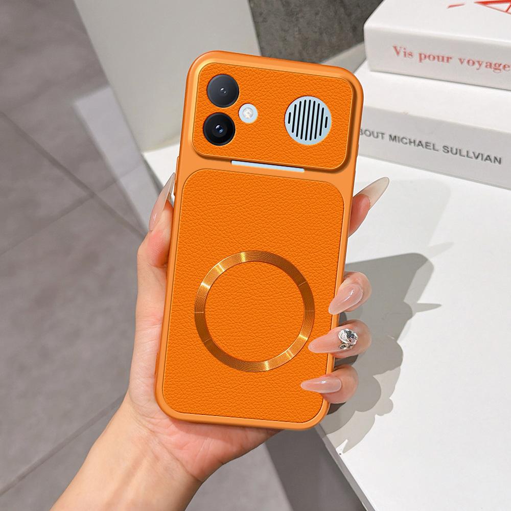 For Redmi K90 Max 5G Lambskin Series Magnetic Skin Feel Phone Case(Orange)