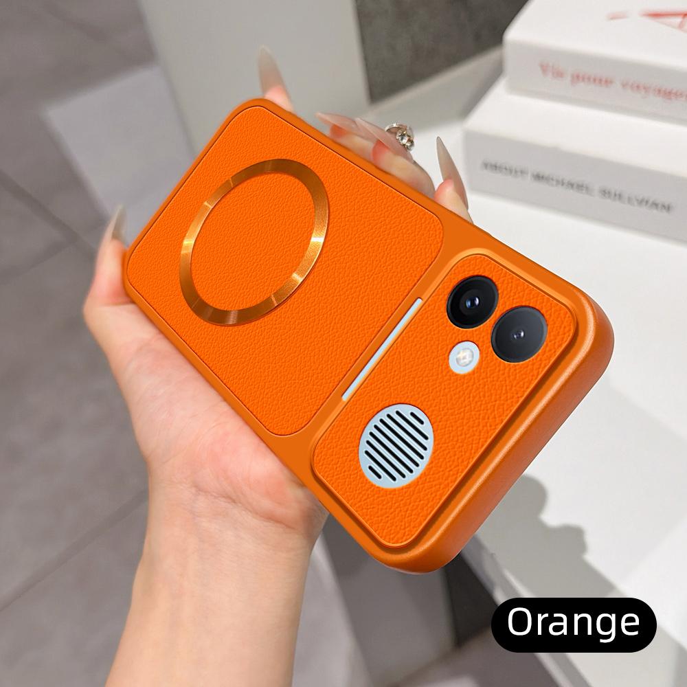 For Redmi K90 Max 5G Lambskin Series Magnetic Skin Feel Phone Case(Orange)