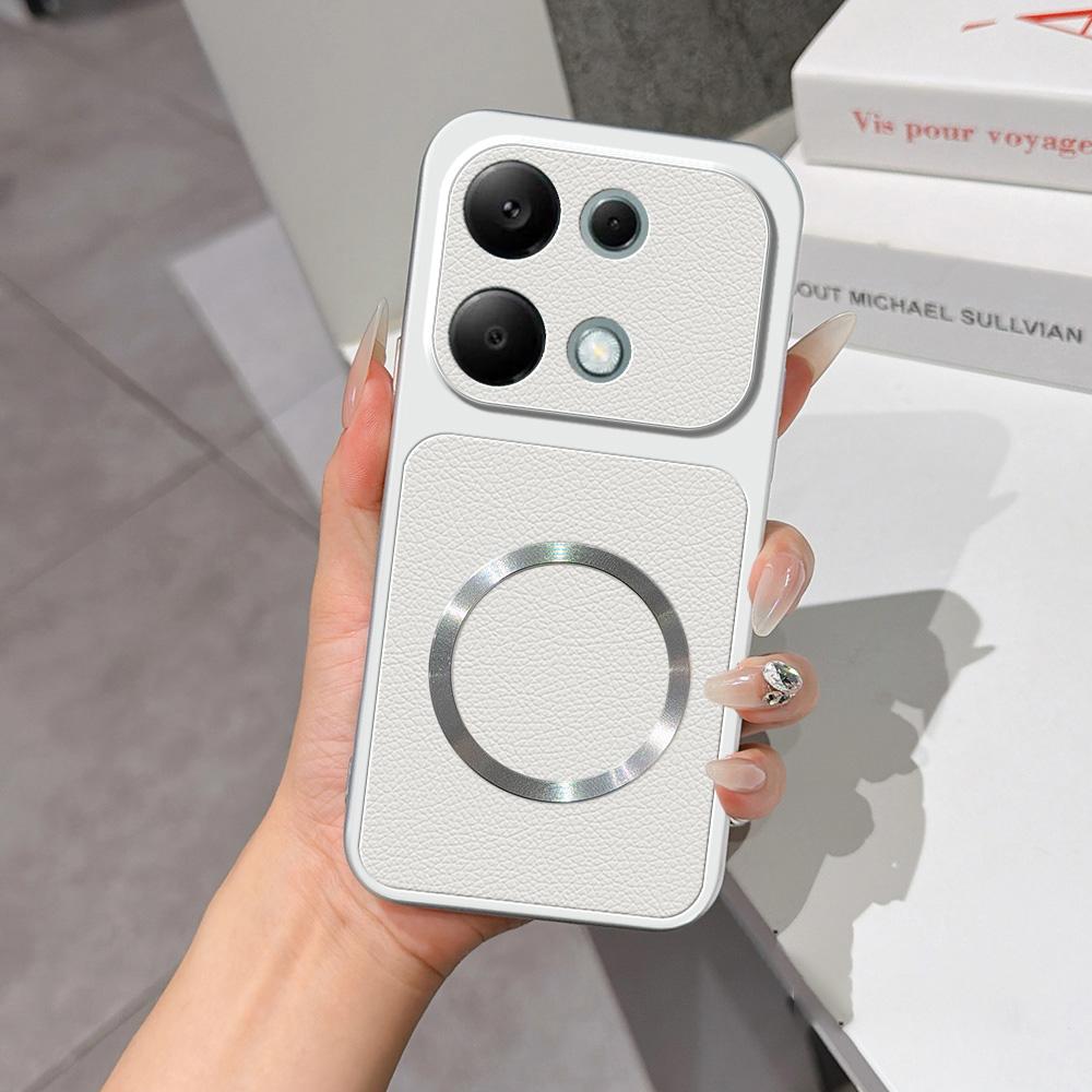For Redmi Note 13 Pro 4G Lambskin Series Magnetic Skin Feel Phone Case(Silver)
