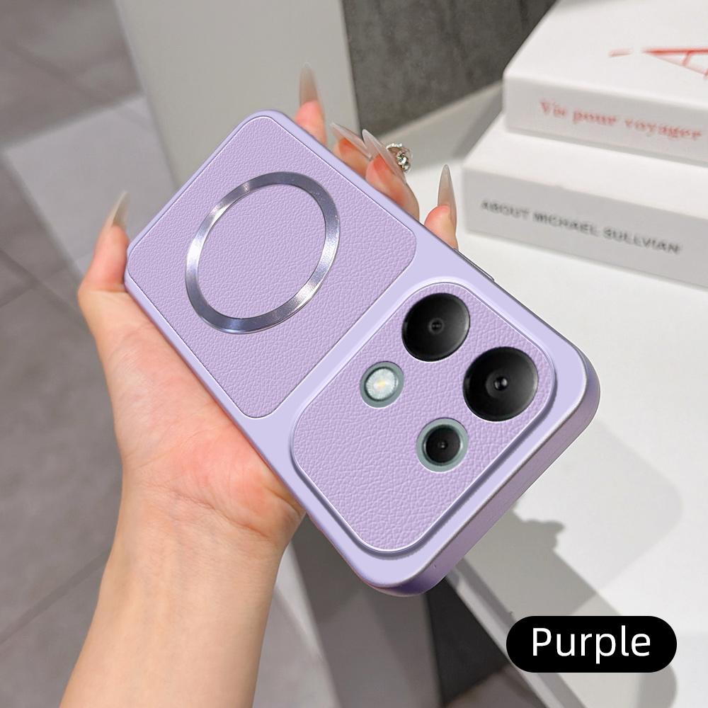 For Redmi Note 13 Pro 4G Lambskin Series Magnetic Skin Feel Phone Case(Purple)