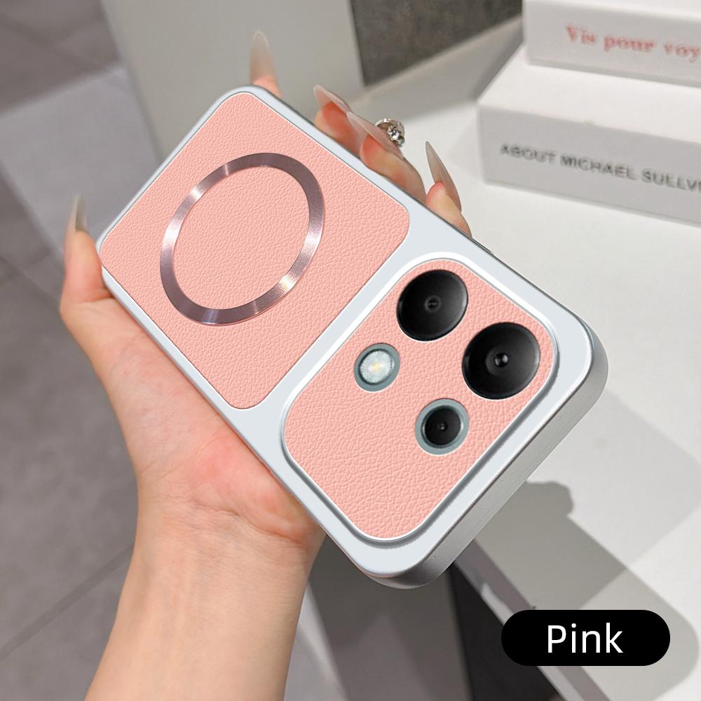 For Redmi Note 13 Pro 4G Lambskin Series Magnetic Skin Feel Phone Case(Pink)