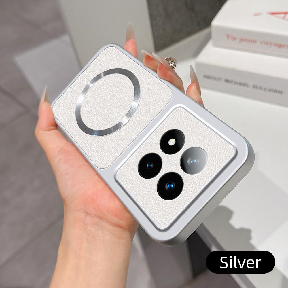For Redmi Note 14 Pro+ 5G Lambskin Series Magnetic Skin Feel Phone Case(Silver)