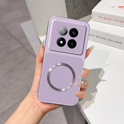 For Redmi Note 14 Pro+ 5G Lambskin Series Magnetic Skin Feel Phone Case(Purple)