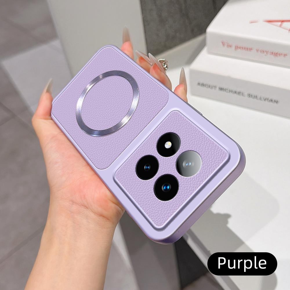 For Redmi Note 14 Pro+ 5G Lambskin Series Magnetic Skin Feel Phone Case(Purple)