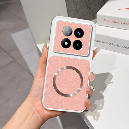 For Redmi Note 14 Pro+ 5G Lambskin Series Magnetic Skin Feel Phone Case(Pink)