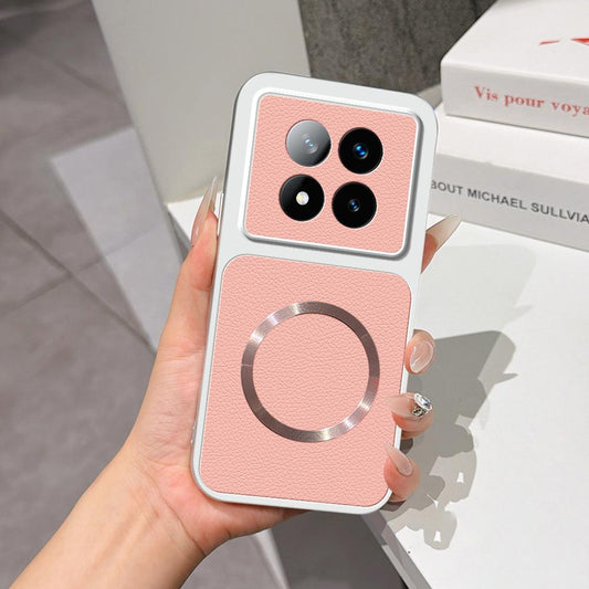For Redmi Note 14 Pro+ 5G Lambskin Series Magnetic Skin Feel Phone Case(Pink)