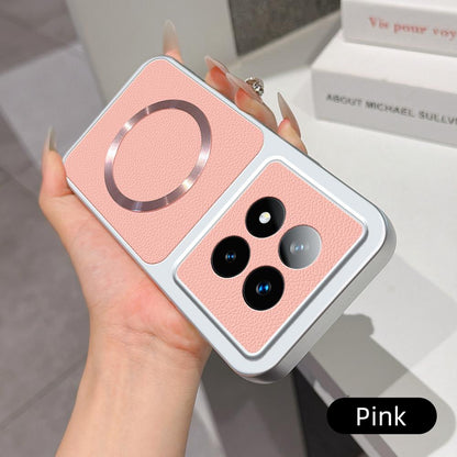For Redmi Note 14 Pro+ 5G Lambskin Series Magnetic Skin Feel Phone Case(Pink)