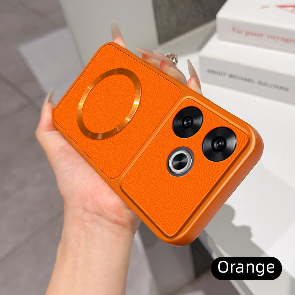 For Redmi Turbo 3 Lambskin Series Magnetic Skin Feel Phone Case(Orange)