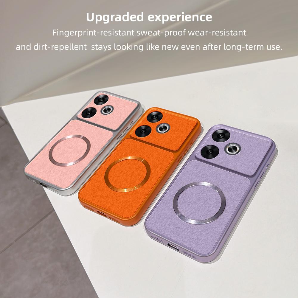 For Redmi Turbo 3 Lambskin Series Magnetic Skin Feel Phone Case(Orange)