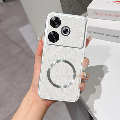 For Redmi Turbo 3 Lambskin Series Magnetic Skin Feel Phone Case(Silver)