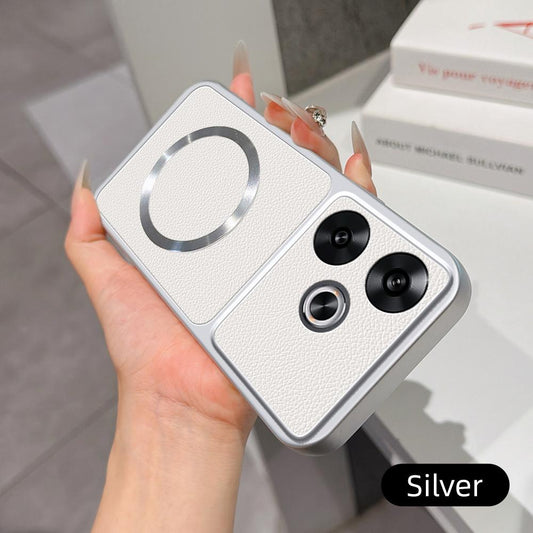 For Redmi Turbo 3 Lambskin Series Magnetic Skin Feel Phone Case(Silver)