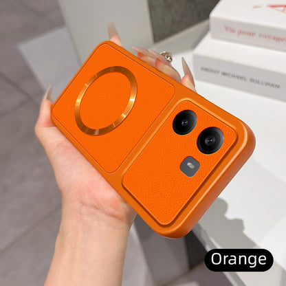 For Redmi Turbo 4 Lambskin Series Magnetic Skin Feel Phone Case(Orange)