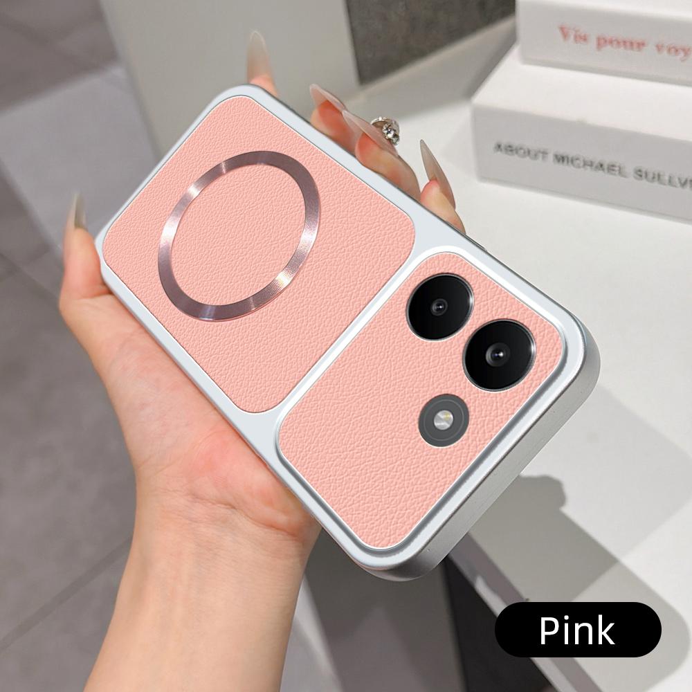For Redmi Turbo 5 5G Lambskin Series Magnetic Skin Feel Phone Case(Pink)