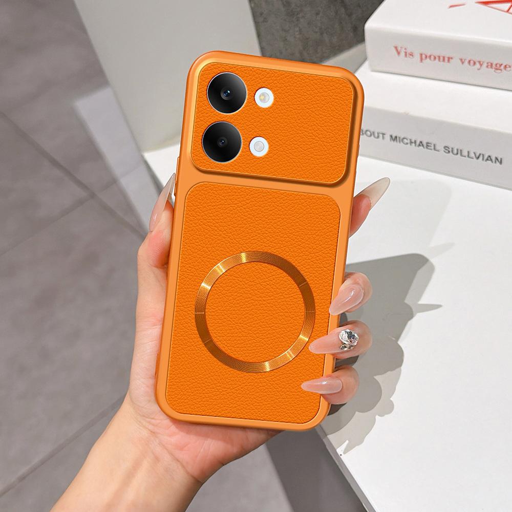 For Redmi Turbo 5 Max 5G Lambskin Series Magnetic Skin Feel Phone Case(Orange)