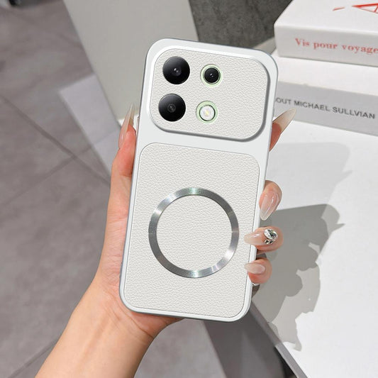 For Redmi Note 13 4G Lambskin Series Magnetic Skin Feel Phone Case(Silver)