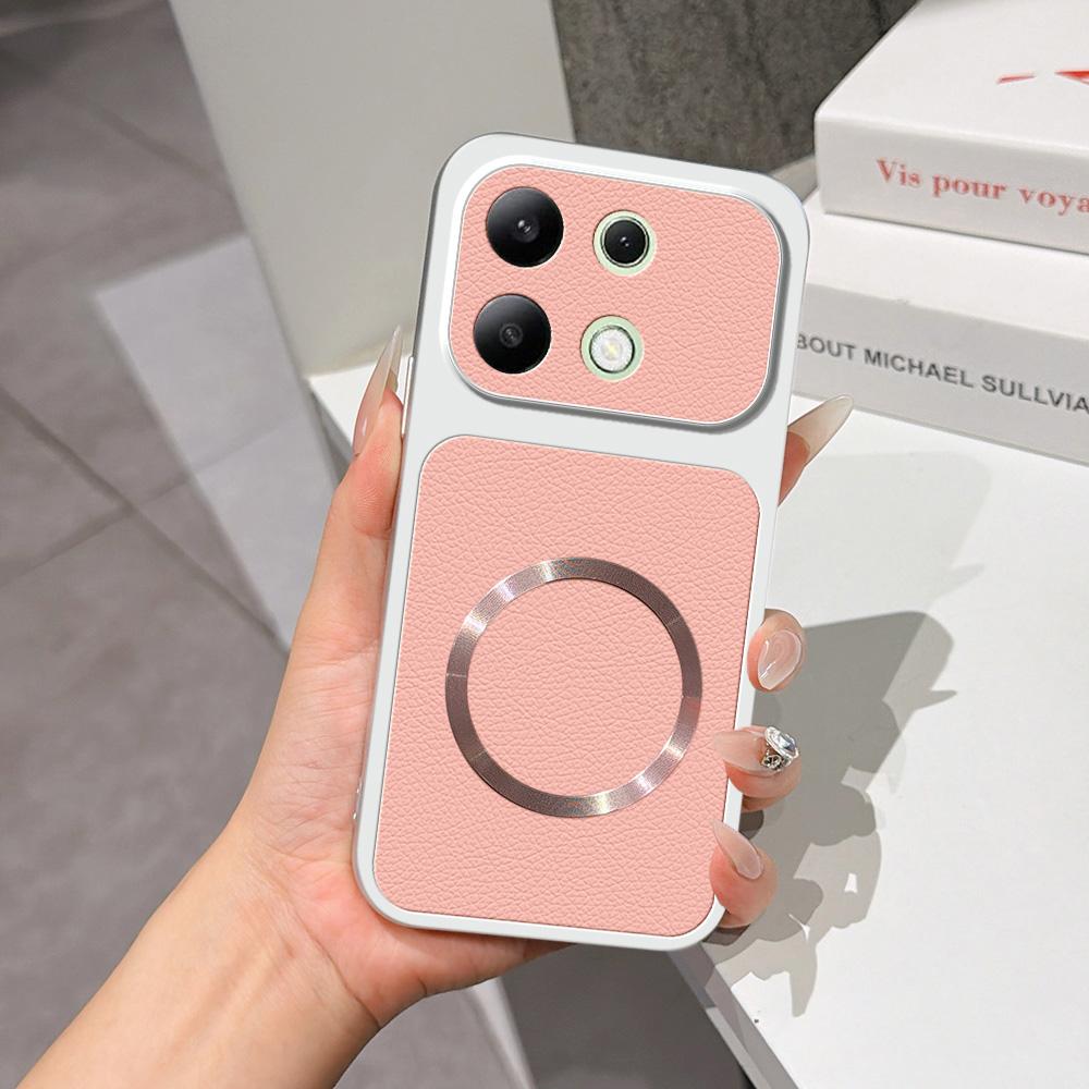 For Redmi Note 13 4G Lambskin Series Magnetic Skin Feel Phone Case(Pink)