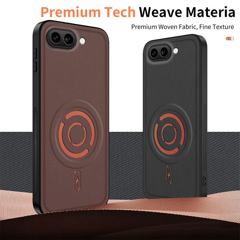 For Google Pixel 10a WANLONFENG Tech Fabric Texture Magnetic PC Hybrid TPU Phone Case(Orange)