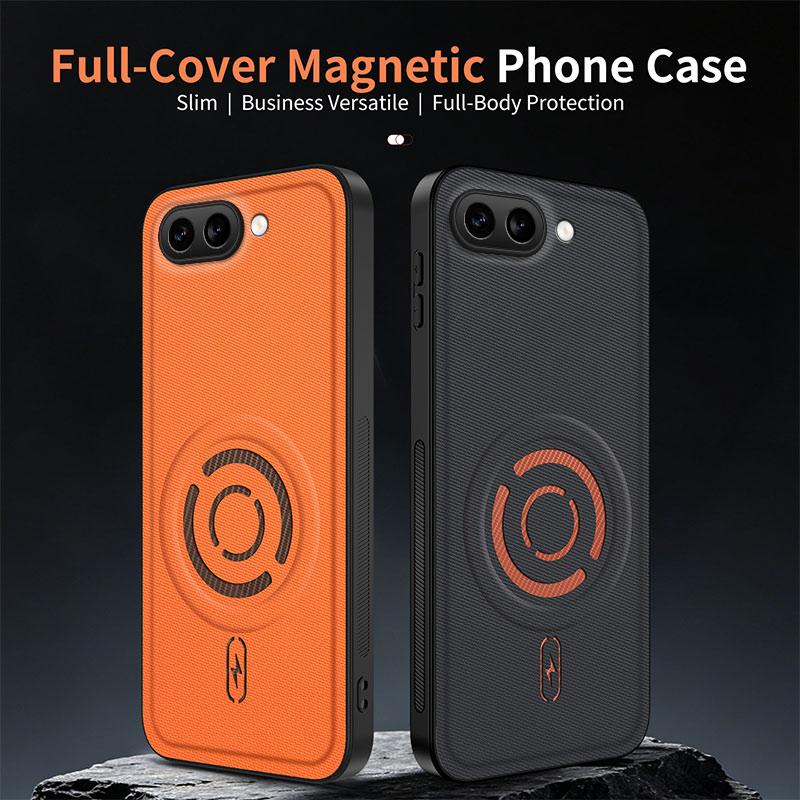 For Google Pixel 10a WANLONFENG Tech Fabric Texture Magnetic PC Hybrid TPU Phone Case(Orange)
