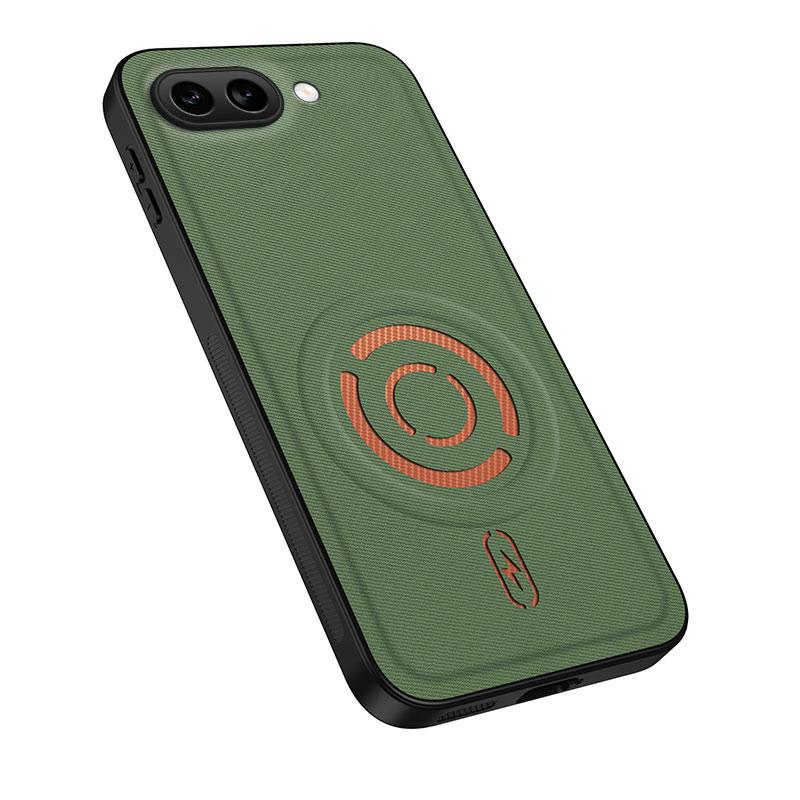 For Google Pixel 10a WANLONFENG Tech Fabric Texture Magnetic PC Hybrid TPU Phone Case(Green)