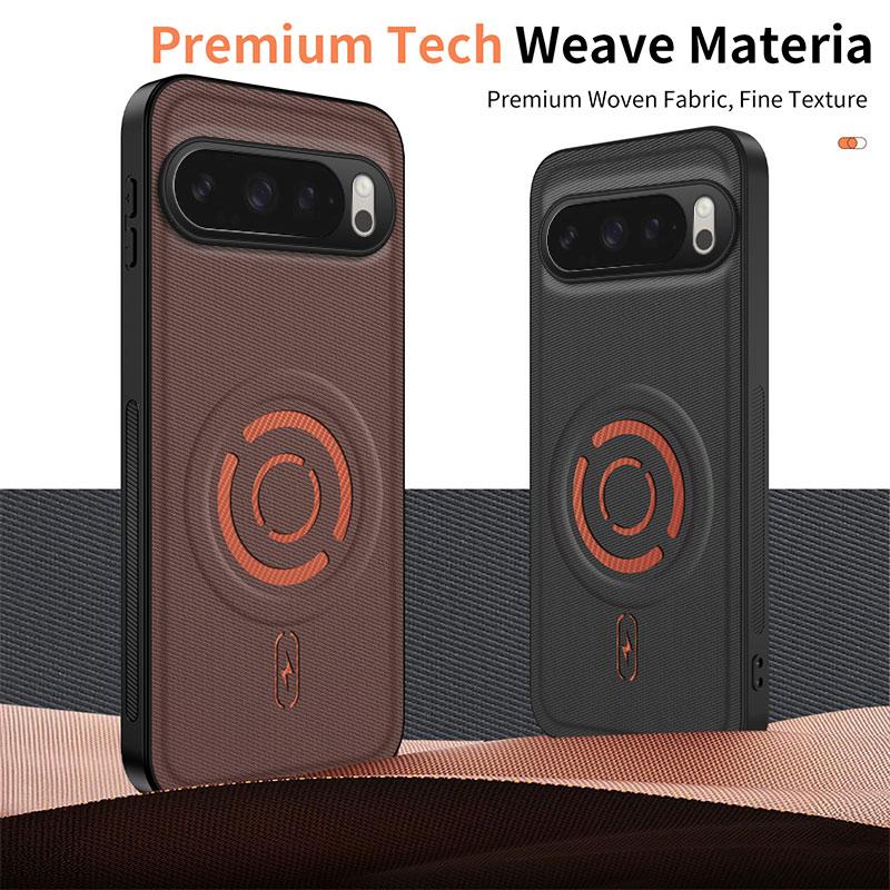 For Google Pixel 10 WANLONFENG Tech Fabric Texture Magnetic PC Hybrid TPU Phone Case(Black)