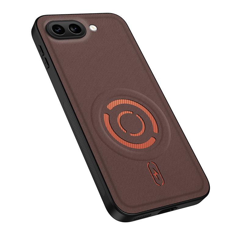 For Google Pixel 9a WANLONFENG Tech Fabric Texture Magnetic PC Hybrid TPU Phone Case(Coffee)