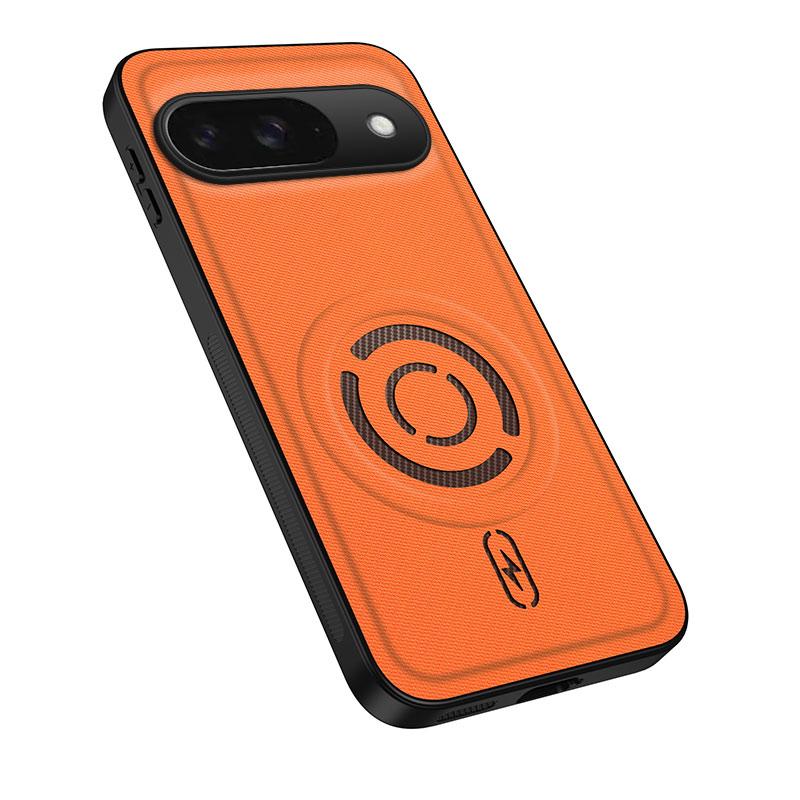 For Google Pixel 9 WANLONFENG Tech Fabric Texture Magnetic PC Hybrid TPU Phone Case(Orange)