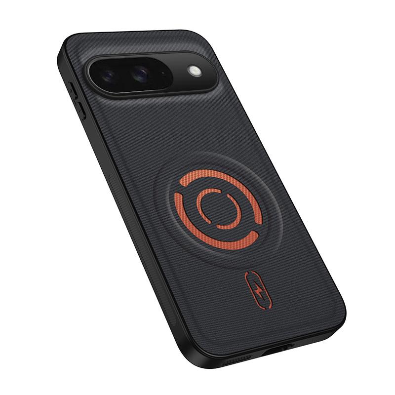 For Google Pixel 9 WANLONFENG Tech Fabric Texture Magnetic PC Hybrid TPU Phone Case(Black)