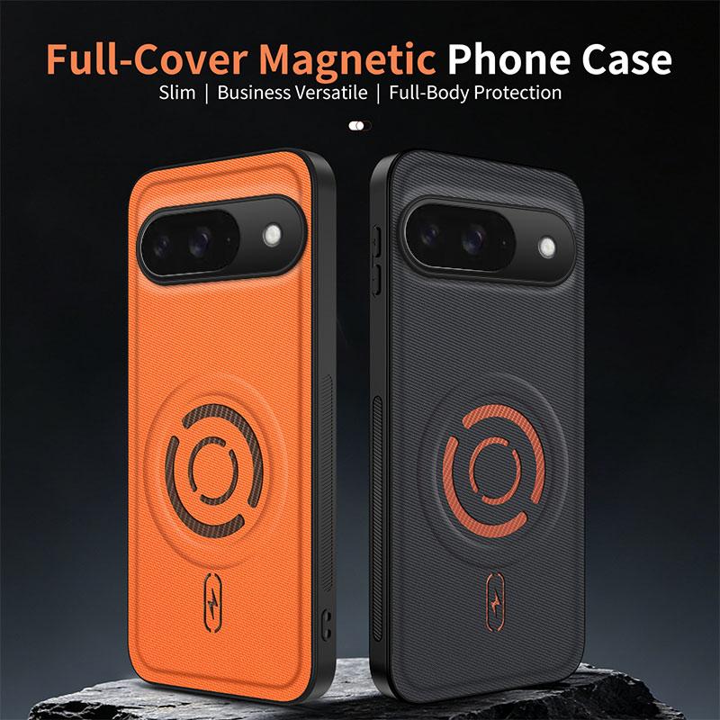 For Google Pixel 9 WANLONFENG Tech Fabric Texture Magnetic PC Hybrid TPU Phone Case(Green)