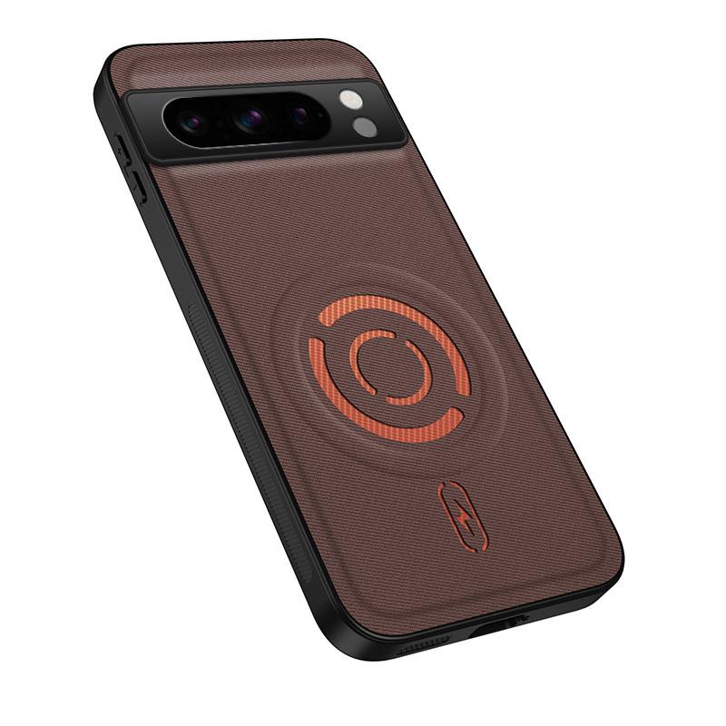 For Google Pixel 8 Pro WANLONFENG Tech Fabric Texture Magnetic PC Hybrid TPU Phone Case(Coffee)