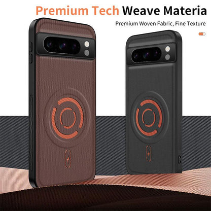 For Google Pixel 8 Pro WANLONFENG Tech Fabric Texture Magnetic PC Hybrid TPU Phone Case(Blue)