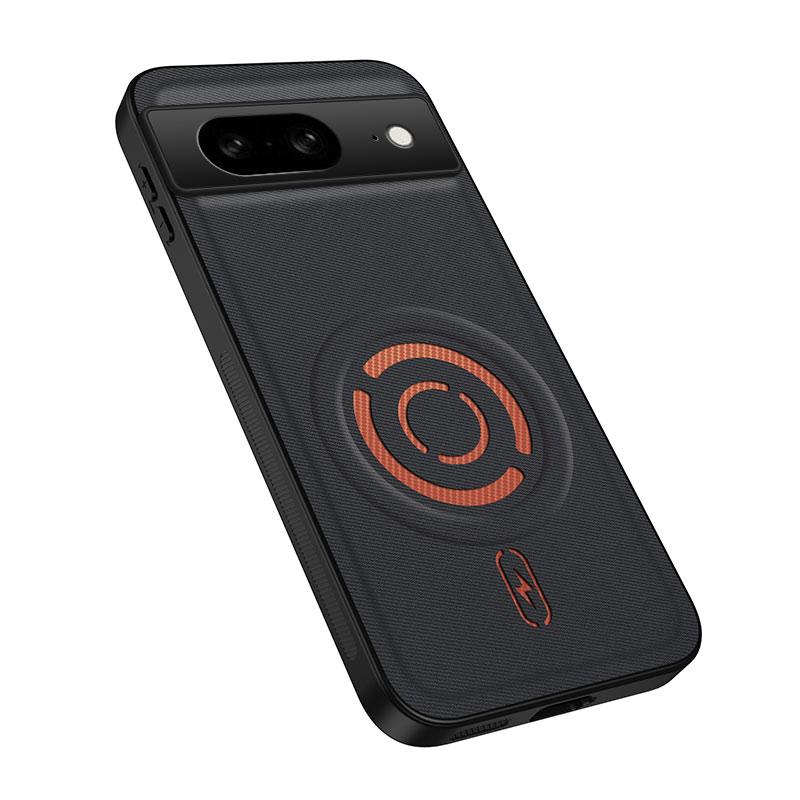For Google Pixel 8 WANLONFENG Tech Fabric Texture Magnetic PC Hybrid TPU Phone Case(Black)