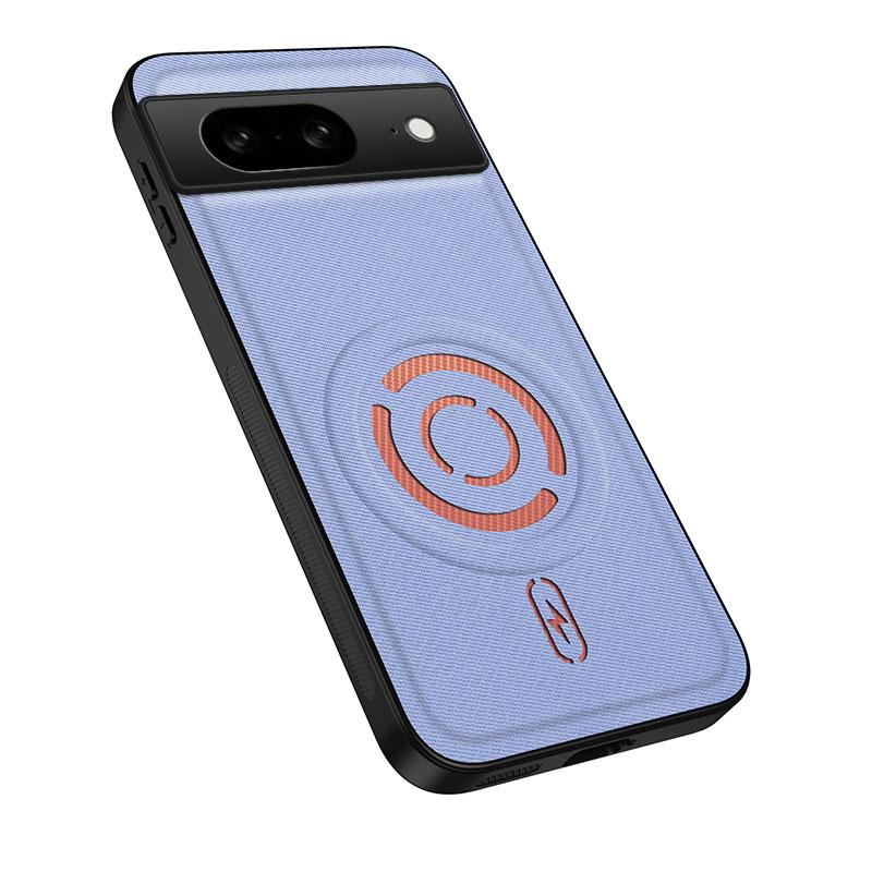 For Google Pixel 8 WANLONFENG Tech Fabric Texture Magnetic PC Hybrid TPU Phone Case(Blue)