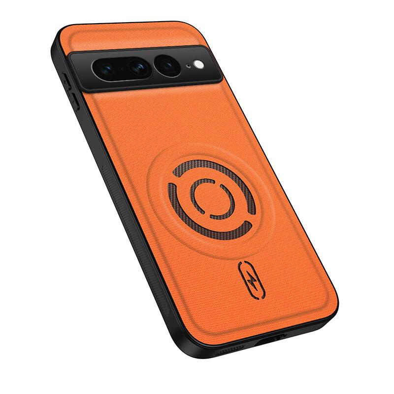 For Google Pixel 7 Pro WANLONFENG Tech Fabric Texture Magnetic PC Hybrid TPU Phone Case(Orange)